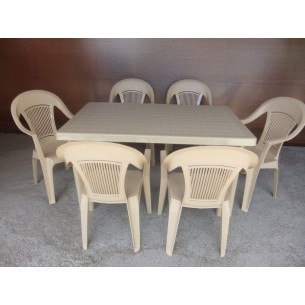 Комплект пластиковой мебели "Нирвана" (стол прямоугольный 1500х900 + 6 кресел Элегант)