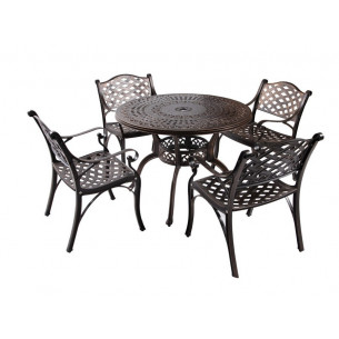Обеденная группа из литого алюминия стол ВУЛКАН и 4 кресла Лион