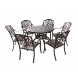 Обеденная группа из литого алюминия c столом ВУЛКАН + 6 кресел ФЕНИКС