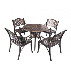 Обеденная группа из литого алюминия c круглым столом ЛИОН арт.109 bronze/ С-05bronze-4