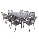 Обеденная группа из литого алюминия стол ВУЛКАН + 8 кресел ФЕНИКС