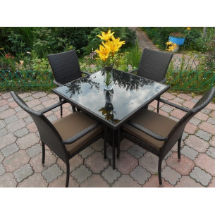 Обеденная мебель из искусственного ротанга стол РИМИНИ "RIMINI"(с подушками) + 4 кресла