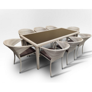 Обеденная мебель из искусственного ротанга комплект СИЦИЛИЯ "SICILY" 8 персон
