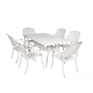 Обеденная группа из литого алюминия стол ВУЛКАН "VOLCANO" 90х150 + 6 кресел ВУЛКАН "VOLCANO"