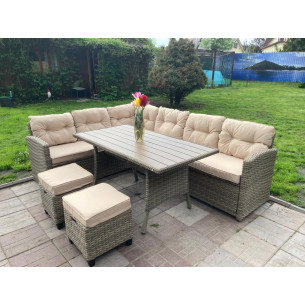 Обеденная группа плетеной мебели Албания "Albania" + пуфики Уилтшер