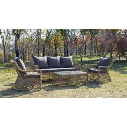 "Гранд Латте" диван трехместный из искусственного ротанга, цвет соломенный