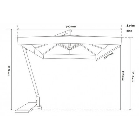 зонт уличный 3х4м на боковой алюминиевой опоре