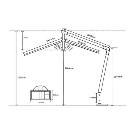 "Корсика" зонт уличный 3х4м на боковой алюминиевой опоре, цвет под дерево