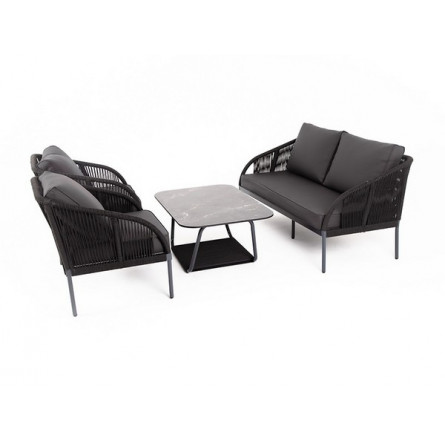 "Канны" лаунж-зона 4-местная плетеная из роупа (веревки), цвет темно-серый