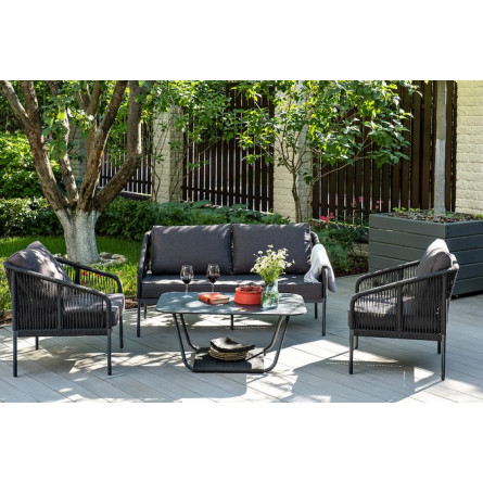 "Канны" лаунж-зона 4-местная плетеная из роупа (веревки), цвет темно-серый