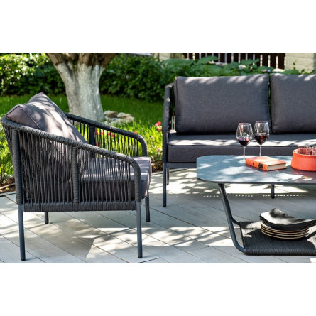 "Канны" лаунж-зона 4-местная плетеная из роупа (веревки), цвет темно-серый