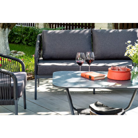 "Канны" лаунж-зона 4-местная плетеная из роупа (веревки), цвет темно-серый