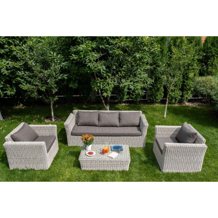 "Капучино" диван из искусственного ротанга трехместный, цвет бежевый