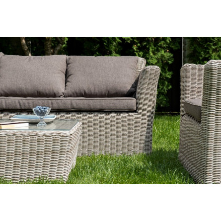 "Капучино" диван из искусственного ротанга трехместный, цвет бежевый