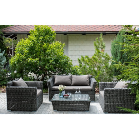 "Капучино" диван из искусственного ротанга двухместный, цвет графит