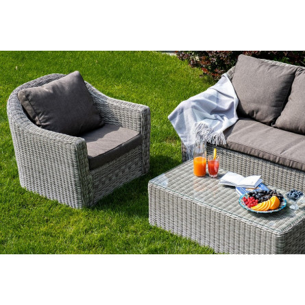 "Фабриция" журнальный столик из искусственного ротанга, цвет серый