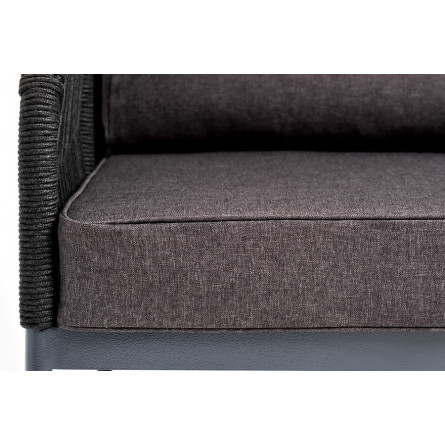 "Канны" кресло плетеное из роупа (веревки), каркас алюминий темно-серый, роуп темно-серый, ткань серая