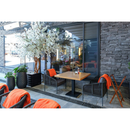 "Канны" кресло плетеное из роупа (веревки), каркас алюминий темно-серый, роуп темно-серый, ткань серая