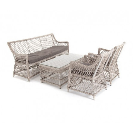 "Асти" лаунж-зона из искусственного ротанга на 4 персоны, цвет бежевый