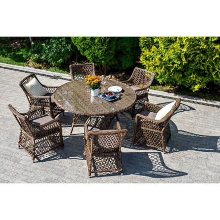 "Эспрессо-150 L" обеденная группа плетеная, цвет коричневый