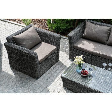"Капучино Сингл" лаунж-зона из искусственного ротанга, цвет графит
