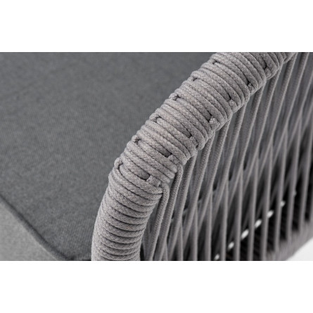 "Канны" кресло плетеное из роупа (веревки), каркас алюминий белый, роуп светло-серый, ткань AHS