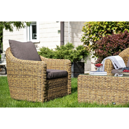 "Кон Панна" кресло из искусственного ротанга (гиацинт), цвет соломенный