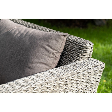 "Капучино" диван из искусственного ротанга (гиацинт) трехместный, цвет серый