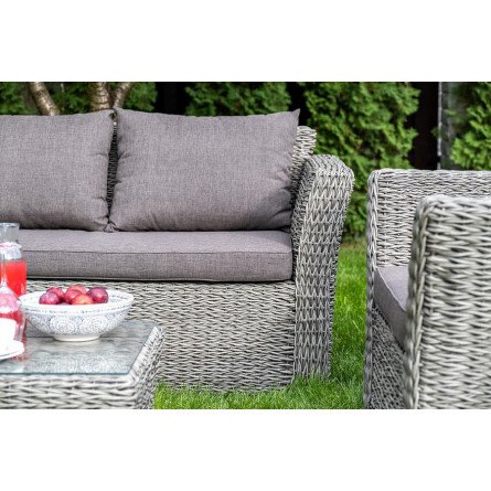 "Капучино" диван из искусственного ротанга (гиацинт) трехместный, цвет серый