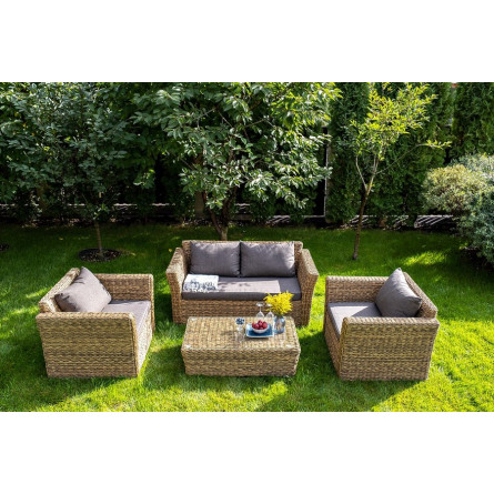 "Капучино" диван из искусственного ротанга (гиацинт) двухместный, цвет соломенный