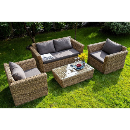 "Капучино" диван из искусственного ротанга (гиацинт) двухместный, цвет соломенный