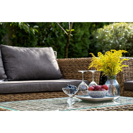 "Капучино" диван из искусственного ротанга (гиацинт) двухместный, цвет соломенный