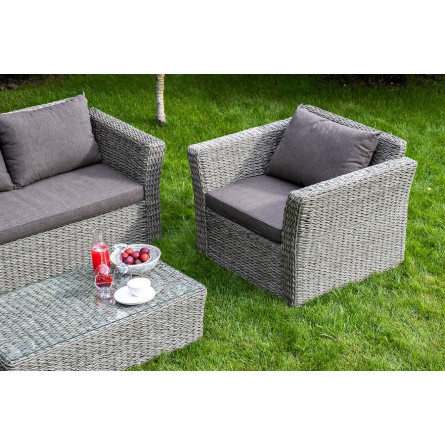 "Капучино" кресло из искусственного ротанга (гиацинт), цвет серый