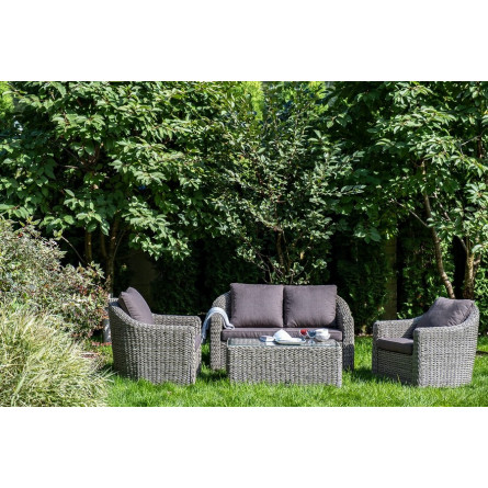 "Кон Панна" диван из искусственного ротанга (гиацинт) двухместный, цвет серый