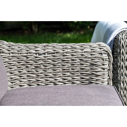"Кон Панна" диван из искусственного ротанга (гиацинт) двухместный, цвет серый