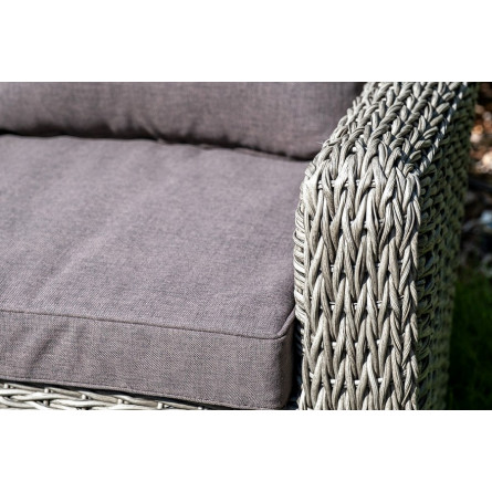 "Кон Панна" диван из искусственного ротанга (гиацинт) двухместный, цвет серый