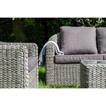 "Кон Панна" диван из искусственного ротанга (гиацинт) двухместный, цвет серый