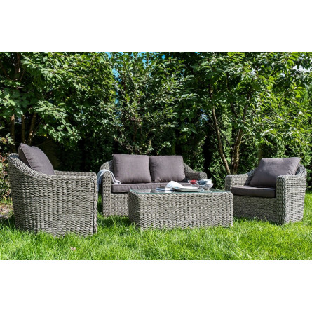 "Кон Панна" диван из искусственного ротанга (гиацинт) двухместный, цвет серый