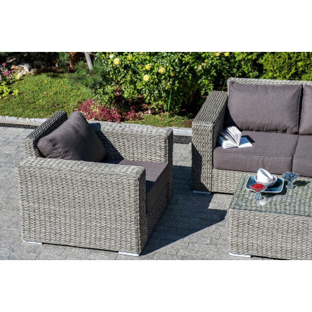 "Боно" кресло из искусственного ротанга (гиацинт), цвет серый