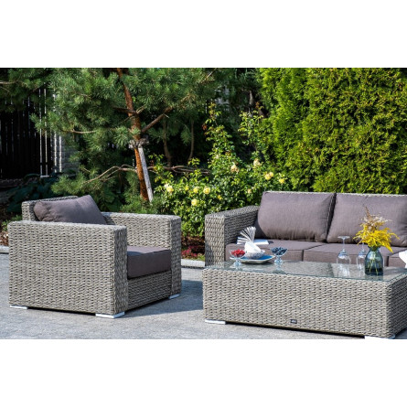 "Боно" журнальный столик из искусственного ротанга (гиацинт), цвет серый