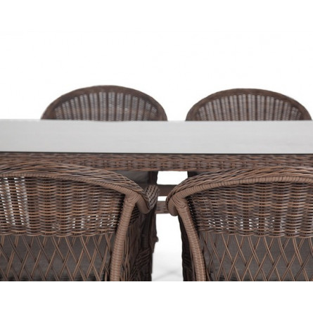"Амароне" обеденная группа из искусственного ротанга на 6 персоны, цвет коричневый