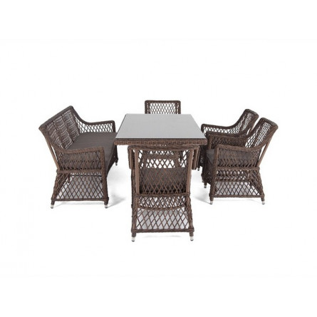 "Катания" обеденная группа плетеная на 6 персон, цвет коричневый