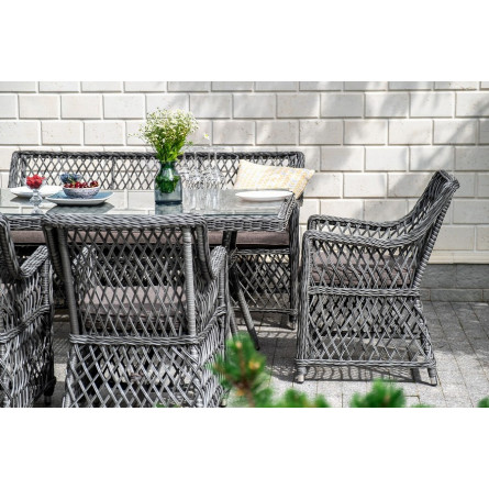 "Катания" обеденная группа плетеная на 6 персон, цвет графит