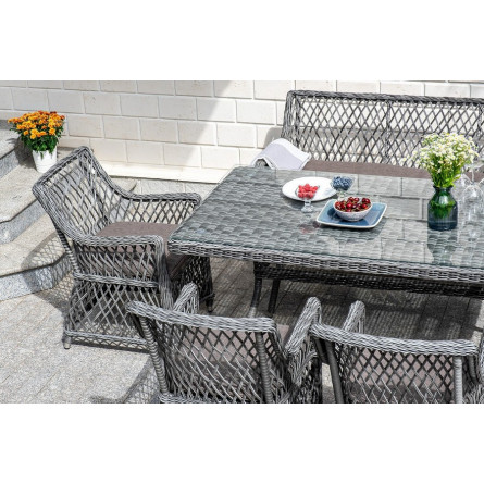 "Катания" обеденная группа плетеная на 6 персон, цвет графит