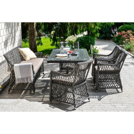 "Катания" обеденная группа плетеная на 6 персон, цвет графит