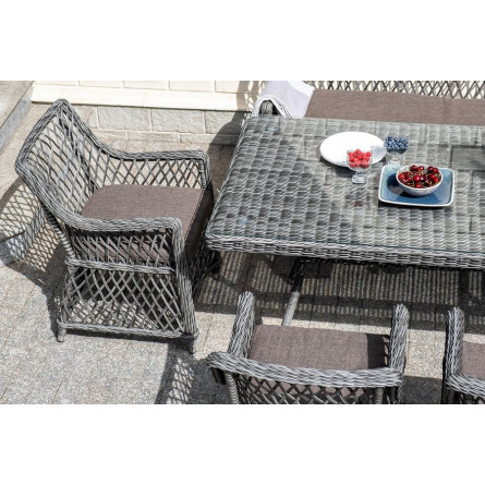 "Катания" обеденная группа плетеная на 6 персон, цвет графит