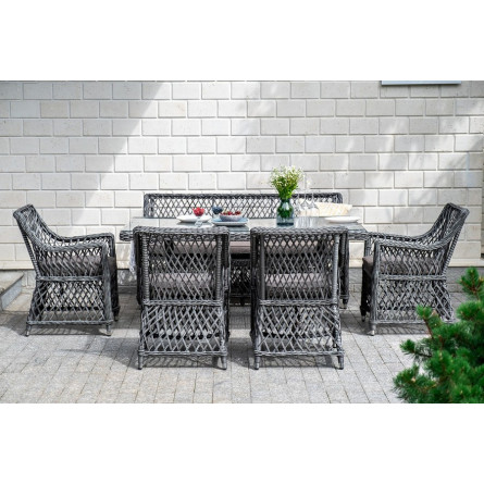 "Катания" обеденная группа плетеная на 6 персон, цвет графит