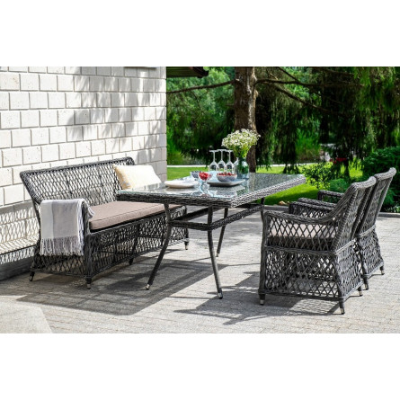 "Катания" обеденная группа плетеная на 4 персоны, цвет графит