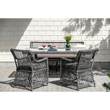 "Катания" обеденная группа плетеная на 4 персоны, цвет графит