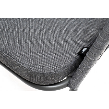 "Бордо" стул плетеный из роупа (колос), каркас сталь серый, роуп серый, ткань серая